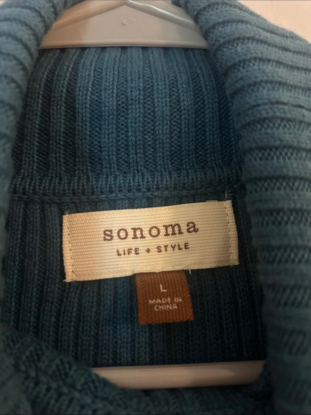 Sonoma Teal Ribbed Turtleneck Sweater